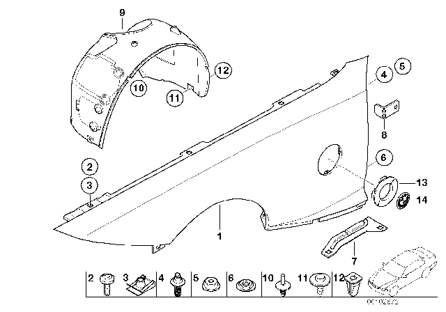 2007 BMW Z4 M  Side Panel, Front Left Diagram for 41357053327