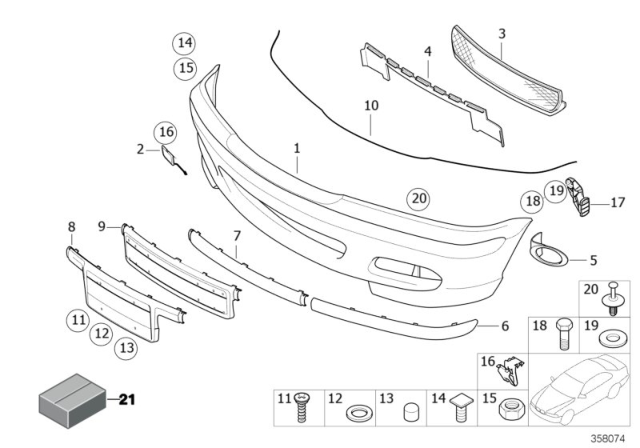 1999 BMW 323i  Panel, Bumper, Primed, Front Diagram for 51117893328