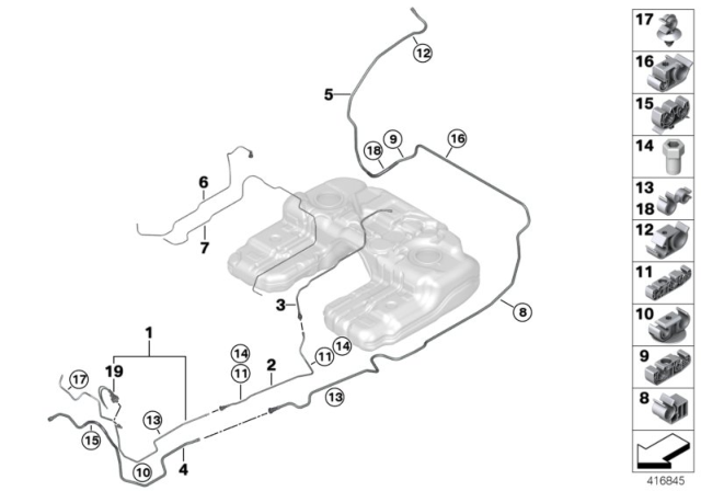 2019 BMW X6 M  Pipe Clip Diagram for 16136753248