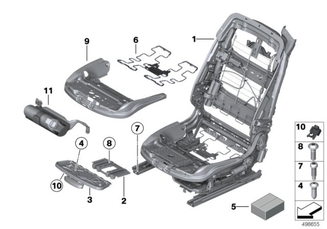 2014 BMW 640i xDrive  Attachment Set, Seat Frame Diagram for 52107314275
