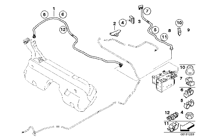 2007 BMW Z4 M  Pipe Clip Diagram for 16136758018