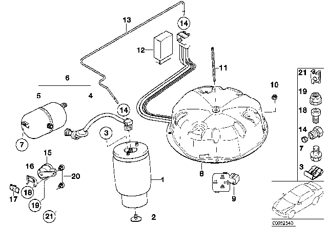 2001 BMW 540i Self-Locking Hex Nut Diagram for 07119915702