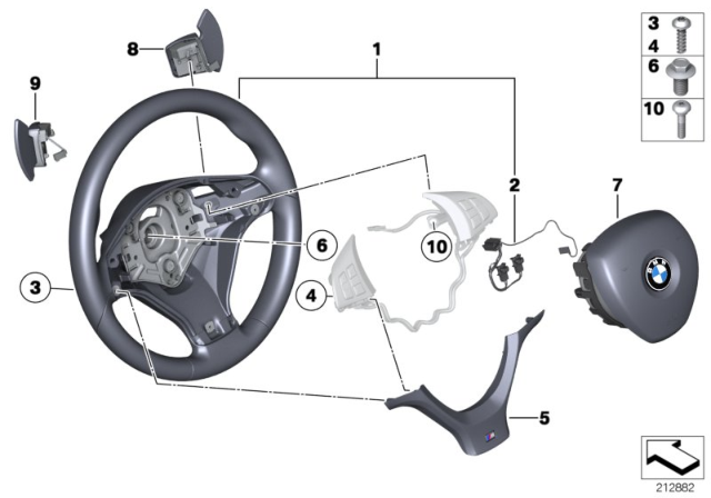 2014 BMW X6 M  Cover, M Steering Wheel, Black Diagram for 32307839474
