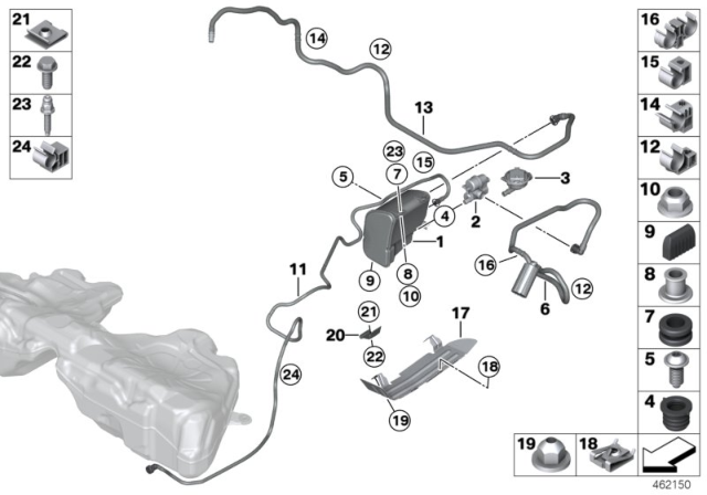 2014 BMW 640i  Vent Pipe With Dust Filter Diagram for 16132578775