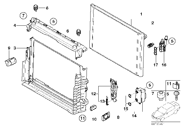 2005 BMW 760Li  Heat Exchanger Oil Cooler Diagram for 17217541058