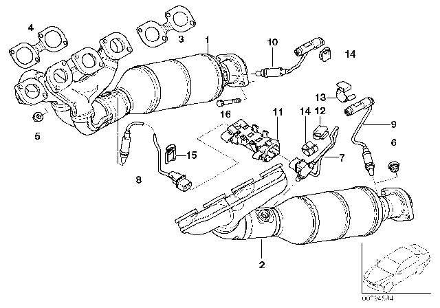 2006 BMW 750Li Oxygen Sensor, Black Diagram for 11787539125
