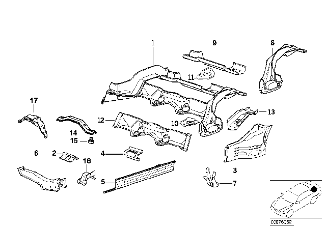 1998 BMW M3  Left Side Member Diagram for 41128119251