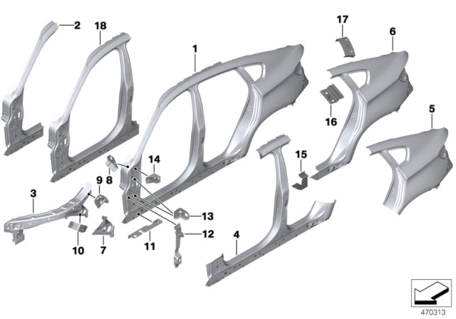 2008 BMW X6  Bracket, Side Panel, Top Right Diagram for 41117174334
