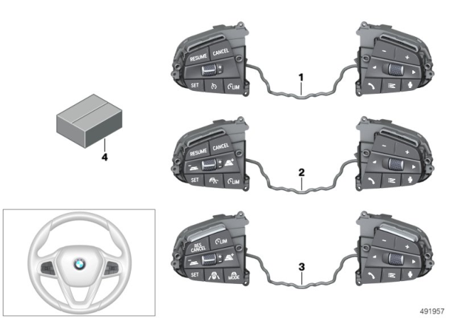 2020 BMW 740i  SWITCH, MULTIFUNCT. STEERING Diagram for 61319461240