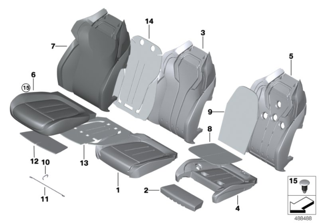 2020 BMW M5 Foam Pad Sport Backrest Left Diagram for 52107387699