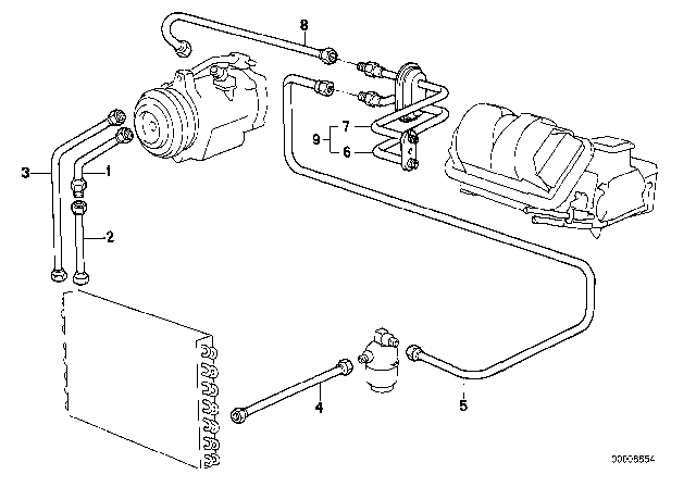1991 BMW 325i  Suction Pipe Evaporator-Compressor Diagram for 64538391048