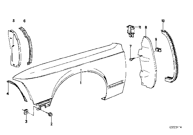 1985 BMW 735i Flap Left Diagram for 51711900285