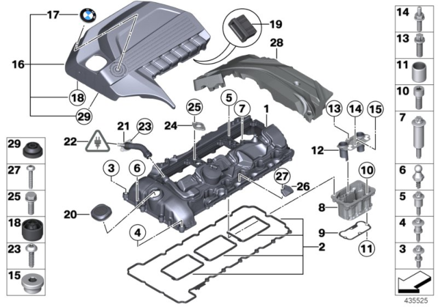 2015 BMW 640i xDrive Gran Coupe  Ignition Coil Covering Diagram for 11127607447
