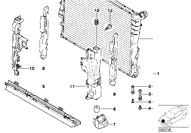 2004 BMW Z4  Engine Cooling Radiator Diagram for 17119071517