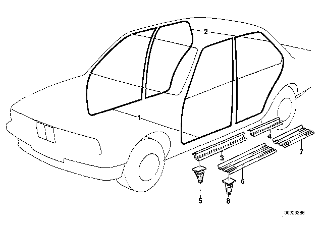 1993 BMW 740i Sill Strip, Rear Right Diagram for 51478139194