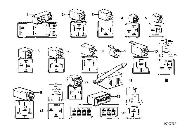 1986 BMW 325e Relay Diagram for 61311373911