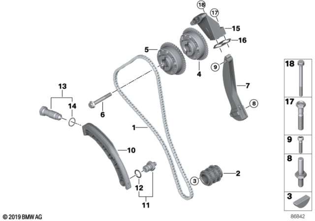 2002 BMW 745i Timing Chain Guide Rail Diagram for 11317504451
