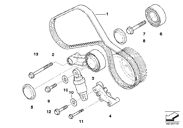 2007 BMW M6  Ribbed V-Belt Diagram for 11287835483