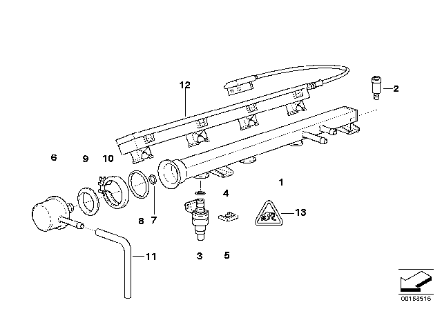 1996 BMW 318i  Injection Tube Diagram for 13531734355