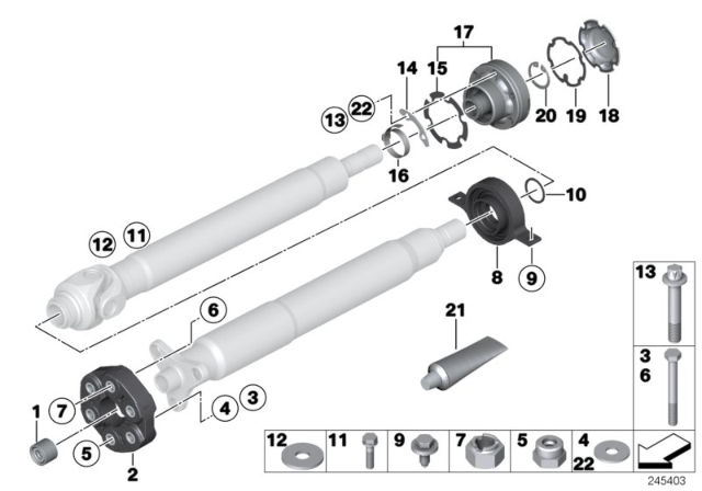 2005 BMW 545i  Universal Joint Diagram for 26117546426