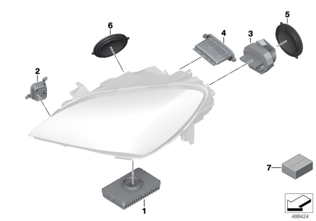 2015 BMW 650i Gran Coupe  Led Headlight Driver Module Diagram for 63117305236