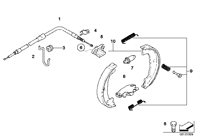 2007 BMW M5  Right Hand Brake Bowden Cable Diagram for 34406770602