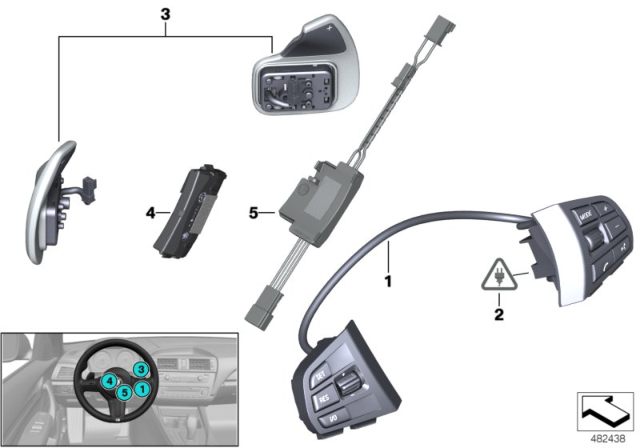 2017 BMW X3  Multifunct Steering Wheel Switch Diagram for 61319209808
