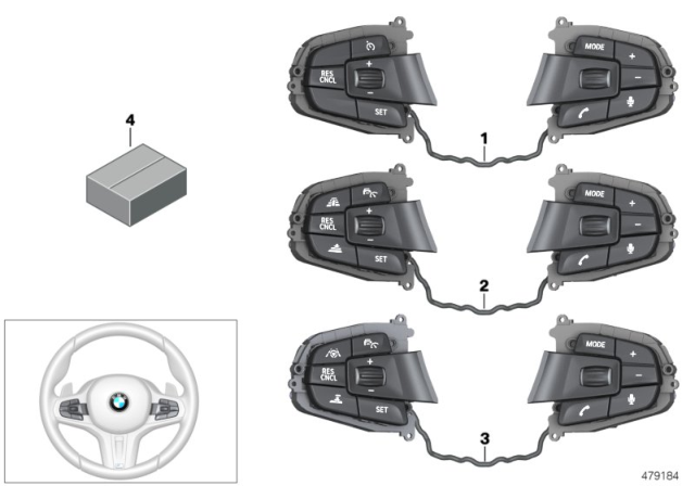 2018 BMW 540i xDrive  Multifunct Steering Wheel Switch Diagram for 61317854189
