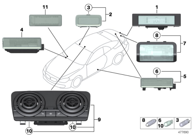 2018 BMW M6  Number-Plate Light Led Diagram for 63267193294