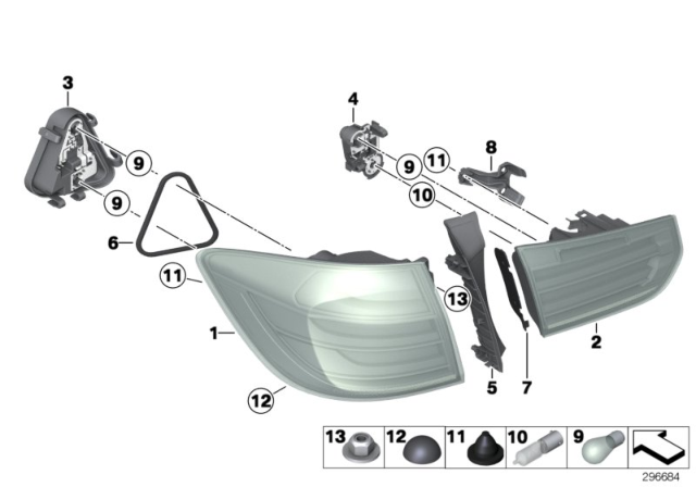 2014 BMW 328i xDrive Tail Light Finisher, Left Diagram for 63217313053