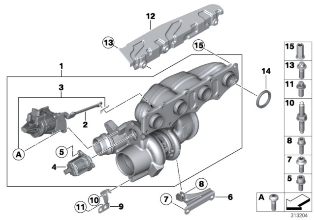 2018 BMW X4  Installation Kit, Turbocharger Diagram for 11652411444