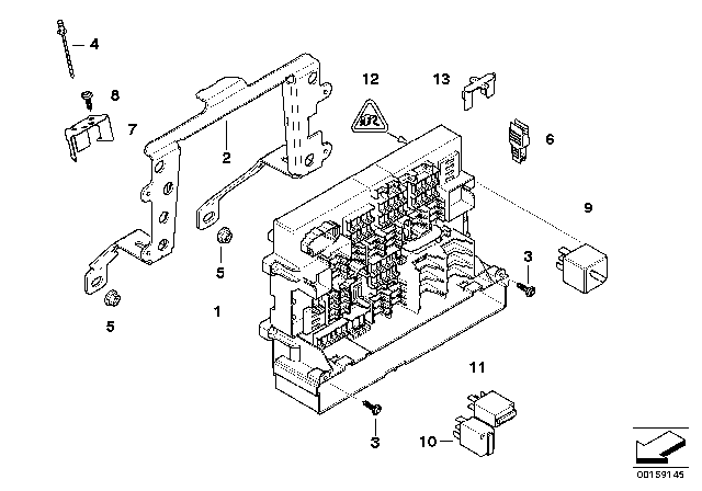 2009 BMW 335i Bridge, Distribution Box Diagram for 61149123980