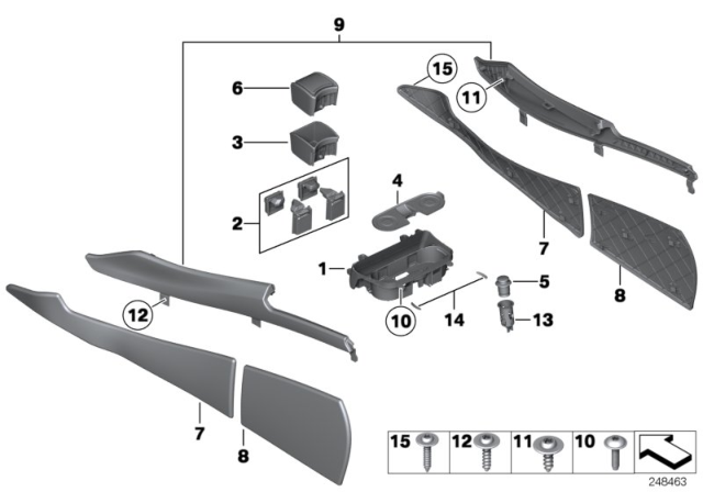 2012 BMW 550i GT Trim Panel, Centre Console, Front Left Diagram for 51169187509