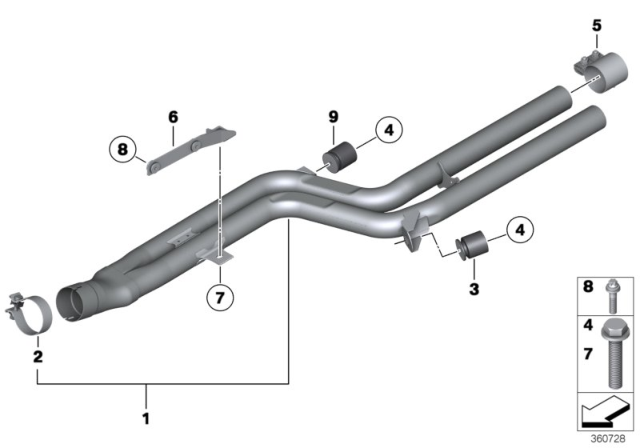 2016 BMW 535i GT BRACKET, FRONT PIPE Diagram for 18208614965