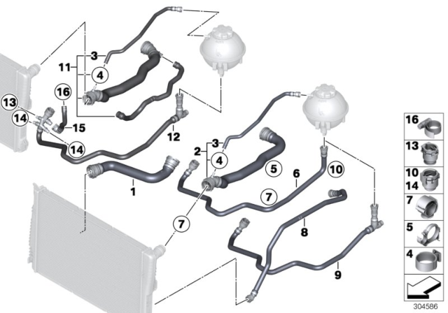 2017 BMW X3  Radiator Coolant Hose Diagram for 17128571621