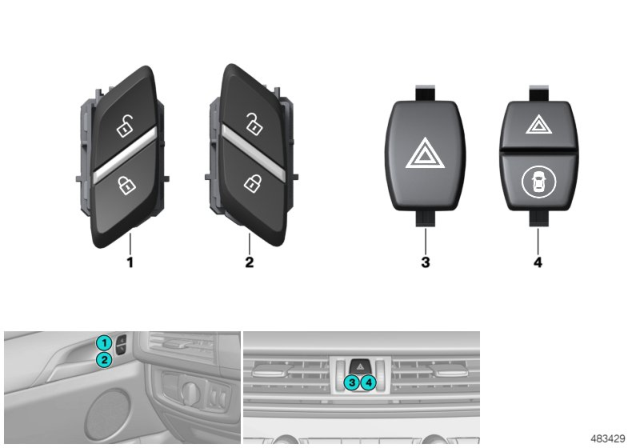 2017 BMW X3  Button, Central Locking System, Right Diagram for 61316801354