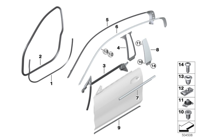2020 BMW 840i xDrive Gran Coupe  INNER LEFT WINDOW CHANNEL CO Diagram for 51337435429