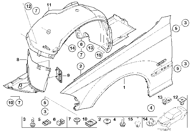 2006 BMW 330Ci  Covering Left Diagram for 51718224985