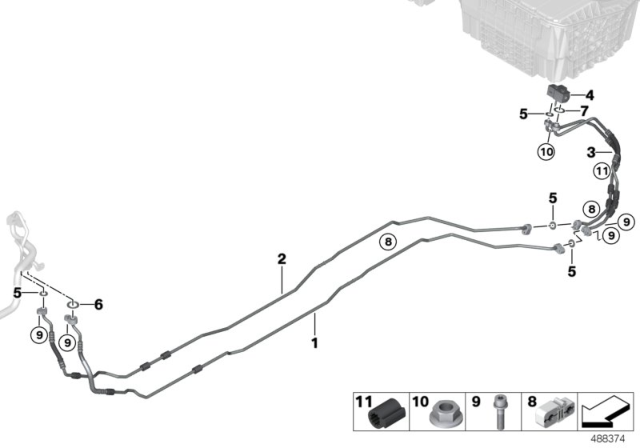 2018 BMW 740e xDrive  Suction Line, Underfloor Diagram for 64539303463