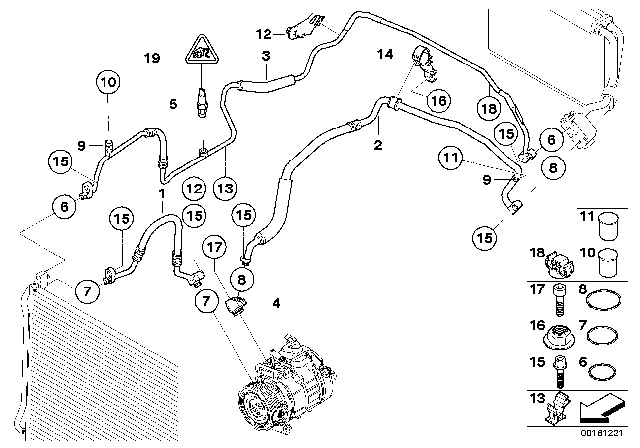 2009 BMW M3 Pressure Hose, Compressor-Condenser Diagram for 64509122623