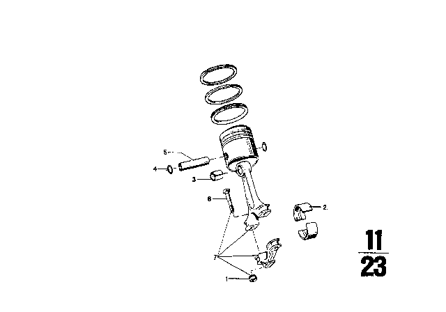 1968 BMW 1602  Rod Bearing Set Diagram for 11241258430