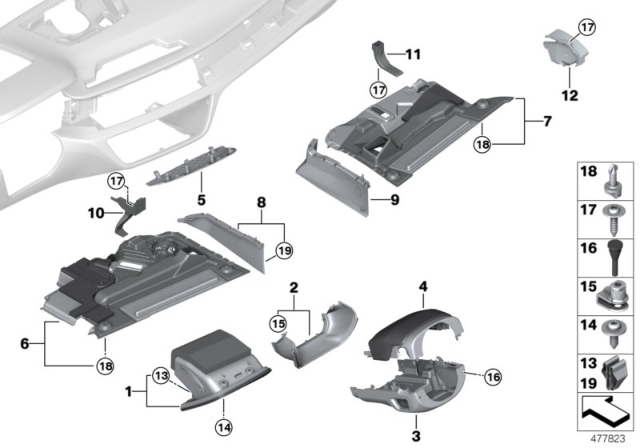 2018 BMW 740e xDrive  Bracket, Passenger'S Footwell Trim Panel Diagram for 51459365036