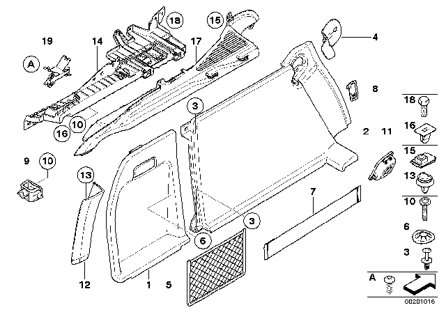 2010 BMW X6  Left Rear Lugg.Compartment Railing Diagram for 51479135303