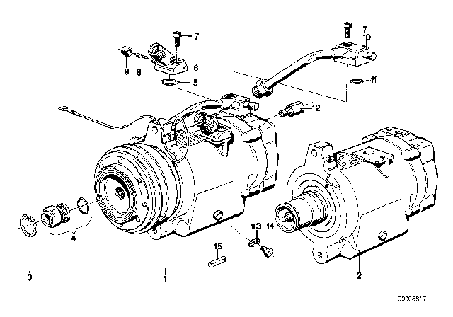 1975 BMW 530i  Air Conditioning Compressor Diagram for 64521366141