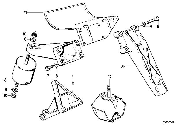 1987 BMW M6  Engine Suspension Damper Rubber Mount Left Diagram for 11811128932