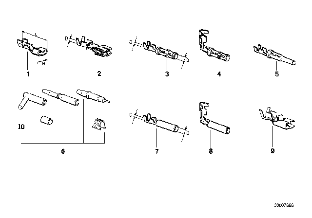 2000 BMW 540i  Cable Socket Round Female Diagram for 61131373820