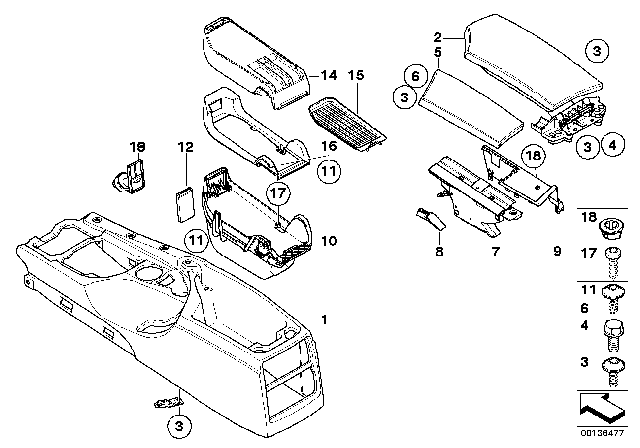 2008 BMW 550i Bracket, Centre Console Diagram for 51167065517