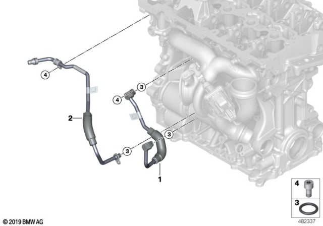 2020 BMW 530i LINE, TURBOCHARGER-COOLANT P Diagram for 11538651261
