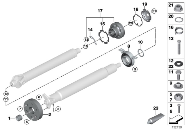 2001 BMW X5  Universal Joint Diagram for 26111229360