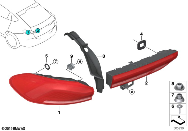 2020 BMW X6  TAIL LIGHT "LED" LEFT SIDE Diagram for 63217442275